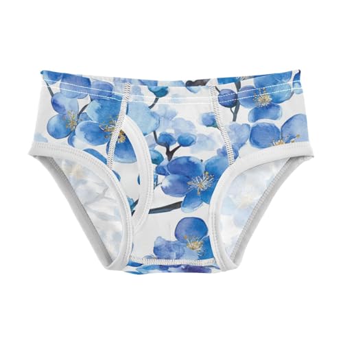 Watercolor Blue Cherry Blossom Boys Toddler Soft Kids Underwear Breathable Undies