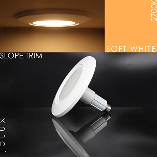 Jolux 5/6 Inch Led Can Lights Adjustable Recessed Retrofit Downlight,Etl Damp Rated Replacement Conversion Kit, 12W=60W,2700K Soft White, 800Lm, Dimmable, Slope Trim, E26 Base,Easy Installation,4-Pack #TOP2