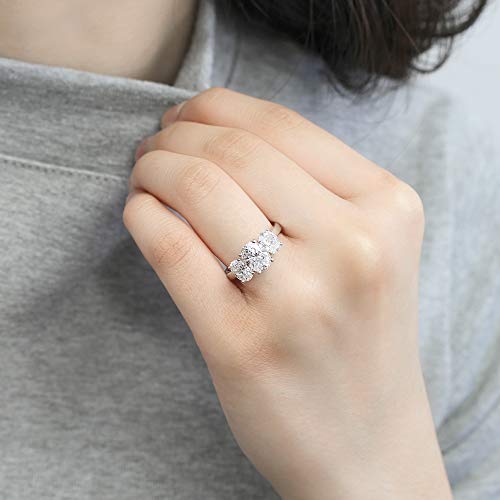 Platinum Plated Sterling Silver Ring 3.5 Carat Oval Cz Stone Three Stone Wedding Anniversary Ring (Size 5 To 9), 6 #TOP4