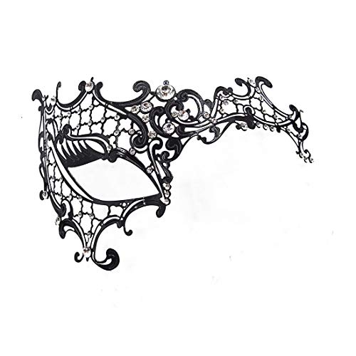 Image of Aqearl Masquerade Mask for Women Metal Mask Shiny Rhinestone Venetian Party Evening Prom Ball Mask Bar Costumes Accessory