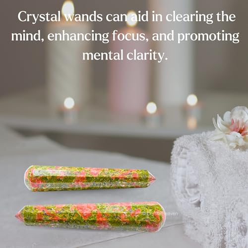 Image of Unakite Crystal Wand - Pointed Crystal Wand for Energy Healing, Chakra Balancing, Meditation and Home Decor - Crystals and Healing Stones for Gift
