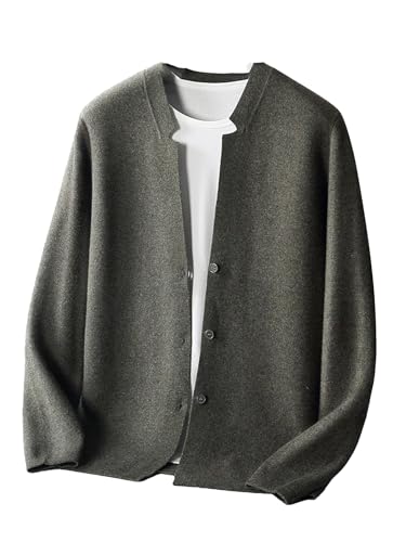 Men Stand-Up Collar Solid Wool Cardigan Sweaters Casual Sports Single Breasted Jumper