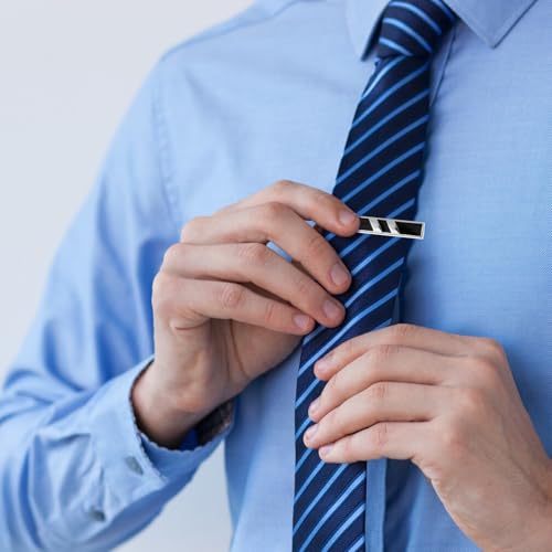 4 Pack Stainless Steel Tie Clips For Men, Classic Silver Ties Bars for Regular Ties, Men's Tie Clips for Formal Business Wedding Party Fathers Day Gift4