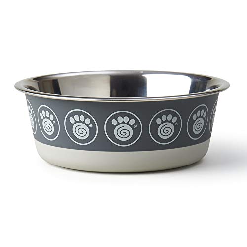 PetRageous 17023 Samara Stainless-Steel Non-Slip Dishwasher-Safe Dog Bowl Gray 3.25-Cup 6.75-Inch Diameter 2.25-Inch Tall for Small and Medium Dogs or Cats, Grey