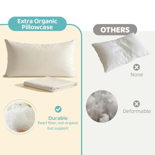 Image of LOFE Adjustable Organic Pillow 20x36 with Organic Cotton Pillowcase &Shell | CPSC and OEKO-TEX Certified, Organic Pillow for Side Sleepers, Neck Pain Relief, Machine Washable, Bedroom&Travel&Couch