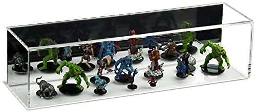 Better Display Cases Clear Acrylic Figure Display Case for Figurine Miniature Doll Bobblehead , Doll Stands with Mirror,Display Box for Figures,DIM:4.88" L x 4.88" W x 18.5" H (A021-MB)