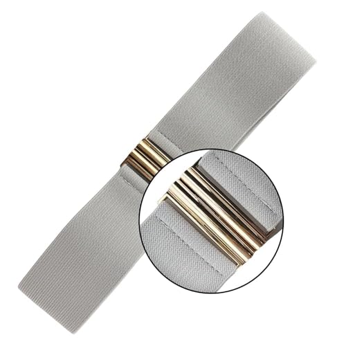 3-Pack Wide Elastic Belts for Women – Vintage Stretch Waist Belt with Golden Buckle, Adjustable Dress Waistband, Stretchy Elastic Belts for Dresses & Skirts（White Gray Coffee）3