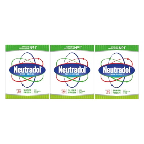 Neutradol Slow Release Gel Air Freshener and Odour Eliminator No Plug or Spray Needed Super Fresh Multipack of 3 x 135g