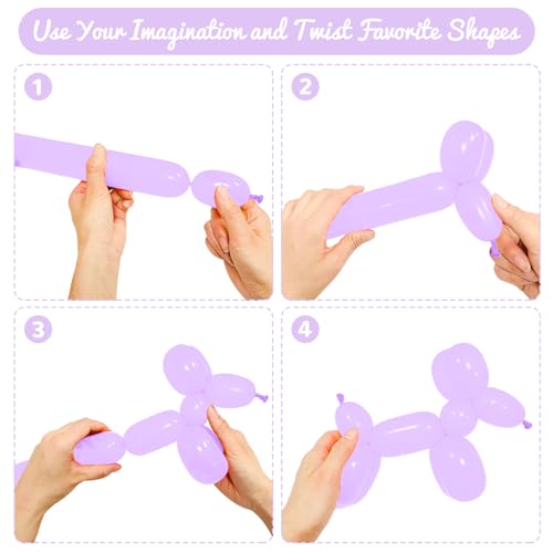 Image of 100Pcs Pastel Purple 260 Balloons, Long Balloon for Tying Balloon Arch, Long Skinny Balloons for Twisting Ballons Animal balloons Birthday Party Wedding Festival Decorations