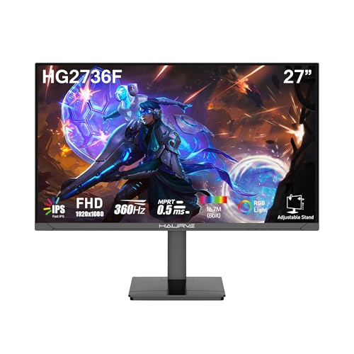 27″ FHD 1920×1080 360Hz Gaming Monitor – HDMI x2, DP x2, Includes DP Cable, RGB Lighting, 0.5ms, Height Adjustability – Black, Built-in Speakers (HG2736F)