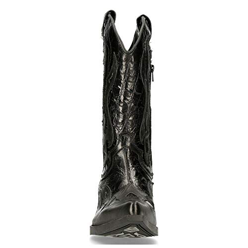New Rock 7921 S1 Men's Black Flame Western Cowboy Zip Boots 43 #TOP4