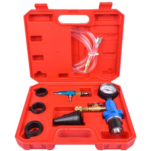 Handor Radiator Coolant Refill Tool Cooling System Radiator Vacuum Purge & Fill Tool Set Coolant Vacuum Refill Kit Coolant Filler with Universal Adapter Hoses for Car Motorcycle Truck