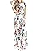 HOOYON Women Summer Casual Floral Long Maxi Dress Short Sleeve with Pockets,White Short,Medium