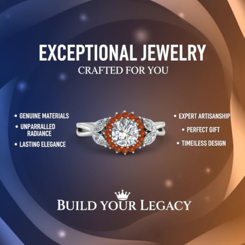 Image of 55Carat Choose Your Gemstone Flower Halo Split Shank Diamond CZ Ring Sterling Silver Round Shape Halo Engagement Rings Everyday Jewelry Wedding Jewelry Handmade Gifts for Wife US Size 4 to 12
