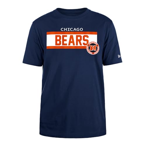 CHICAGO BEARS New Era Cap NFL   Camiseta Regular con impresión de Tinta de Alta Densidad, gráfico Frontal, Color Original del Equipo, Unisex, Azul Marino