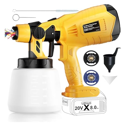 Brushless Cordless Paint Sprayer for Dewalt 20V Battery(Battery Not Included) 150 Din/s Viscosity,1000ml/min High Flow,Electric Spray Paint Gun for for House Painting