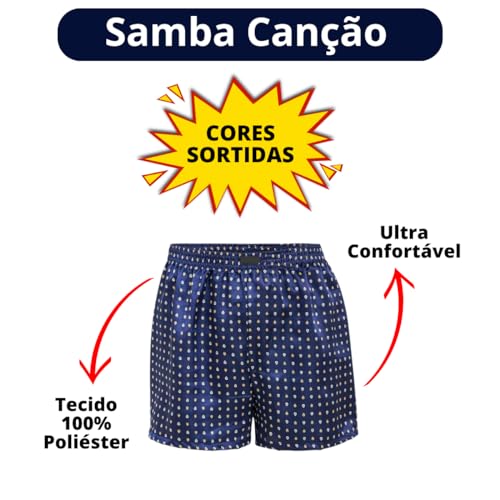 Kit Com 5 Cuecas Samba Canção De Cetim Masculino (BR, Alfa, GG, Regular, Colorss)
