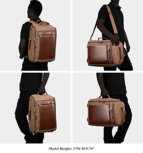 WITZMAN Canvas Backpack Travel Backpack for Men Luggage Backpack Duffel Bag Vintage Rucksack Fits 15.6 inch Laptop (W2072M Brown)