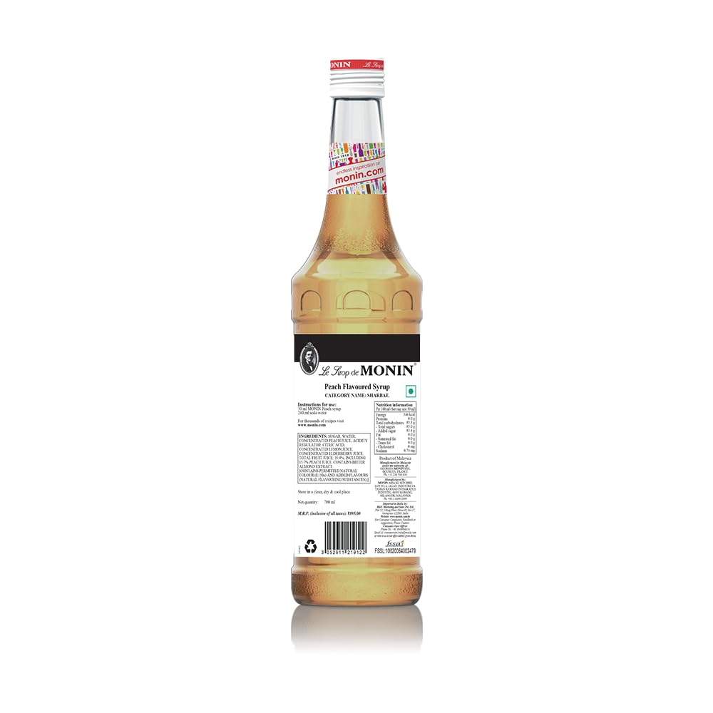 MONIN Sirop de Thé Pêche pour Thé Glacé et Cocktail - Arômes Naturels - 70cl