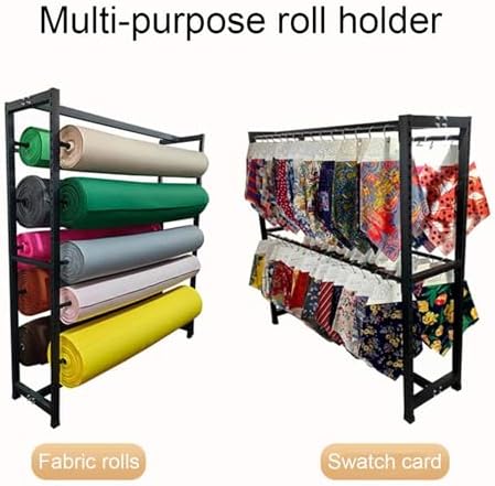 Heavy-Duty Textile Fabric Display Rack with Adjustable Hanging Rods - Floor Standing Vinyl Roll Organizer for Car Wrapping, Tablecloths, Window Film, Wallpaper Storage