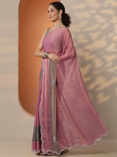 Image of Libas Embellished Silk Blend Saree With Unstitched Blouse Piece