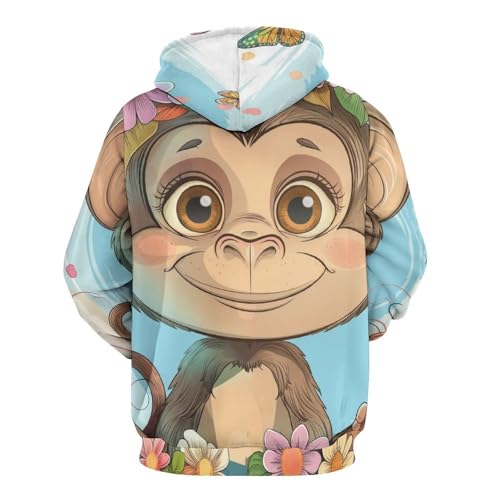Pullover papillon fleur de singe contre le froid sweat à capuche mixte S - 4