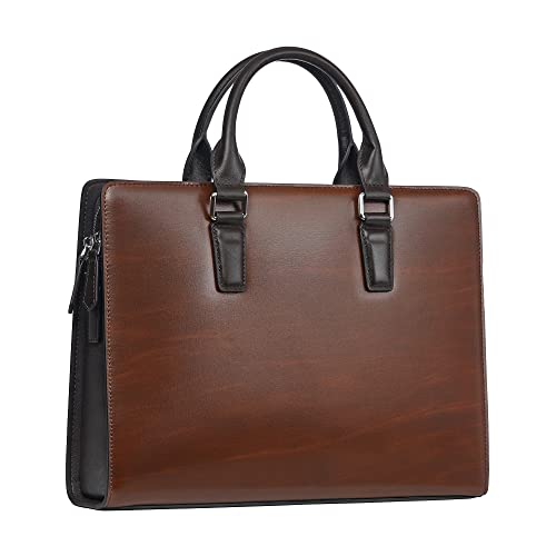 BALIDIYA Briefcase for Men Genuine Leather Computer Laptop Bag Business Shoulder Bag that Fits 14 Inch…