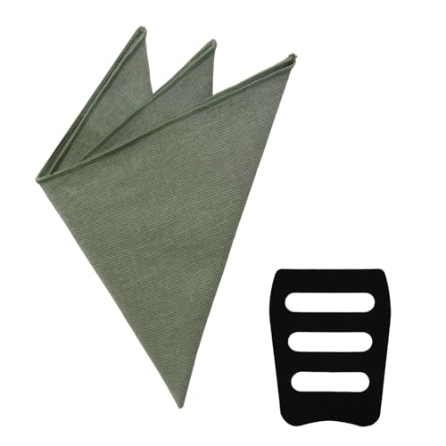 Image of Luckyvestir Pocket Squares for Men, 9 inch Cotton Linen Sage Handkerchiefs Men Women with Pocket Square Holder for Suits Business