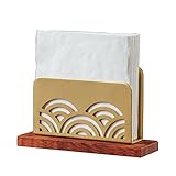 Openwork Design Brass Serviettenhalter mit Mahagoni -Basi