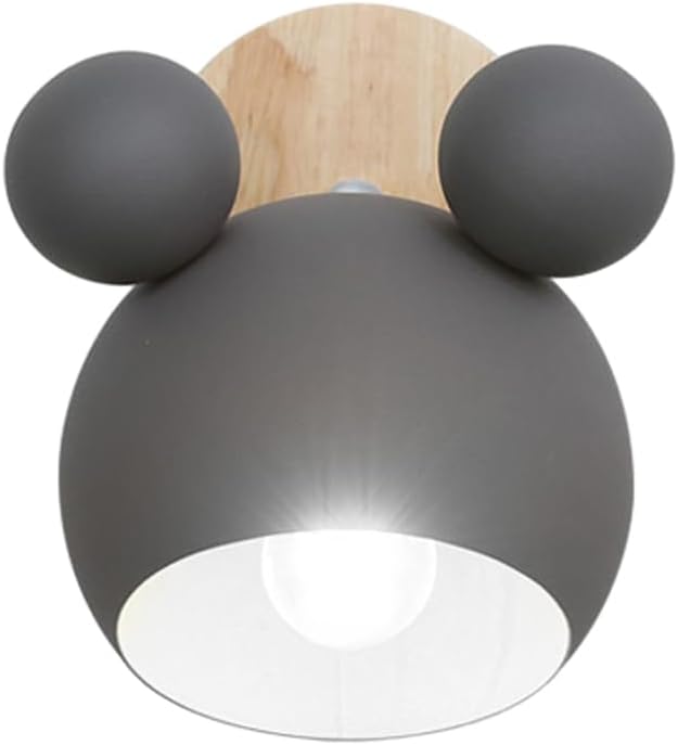 Cartoon Mouse Wall Lamp Iron LED 350° Adjustable Wall Sconces Fixtures Mid Century Modern Cute Wall Lights Indoor Decor Wall Lighting Fixture for Kids Boys Girls Bedroom (White1)