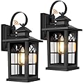 2-Pack Dusk to Dawn Outdoor Wall Light Fixtures, Aluminum Exterior Lighting Fixtures Wall Mount, Waterproof Porch Lights Outdoor Wall Sconces Lanterns, Black Outside Lights for House Front Door Garage