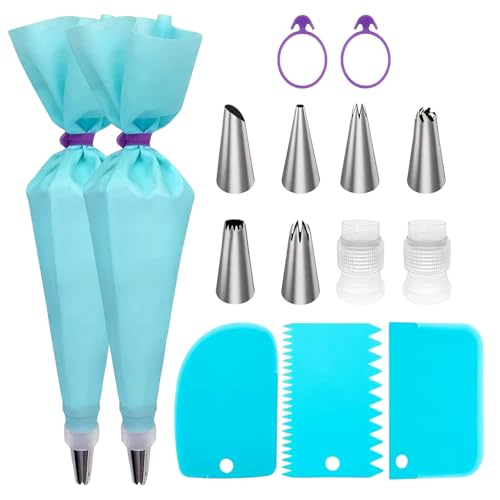 15 Pezzi Set Bocchette Sac A Poche,Sacapoche Per Dolci,Sac A Poche Riutilizzabile,Accessori Da Forno,Set Per Decorazioni Per Torte,Adatto Per Pasticcini,Torte,Prodotti Da Forno,Biscotti,Crostate