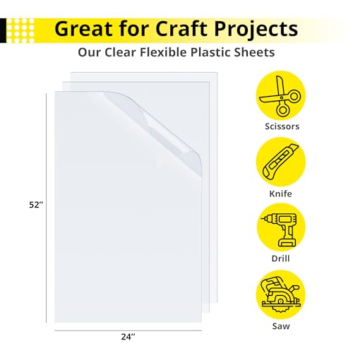 Image of 6-Pack Crystal Clear PET Plastic Sheet - Thick & Flexible - Clear Plastic Sheets for Crafts, Poster Protection, DIY Projects - Transparent Plastic Sheet in 52 inchx24 inchx0.03 inch