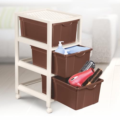 Image of Nayasa Carnival Tuckins No. 3 | Multi-Compartment Plastic Drawers | Storage Organizer | Multipurpose Plastic Modular Storage Organizer Box | 39 X 30.5 X 63.5 cm | Brown
