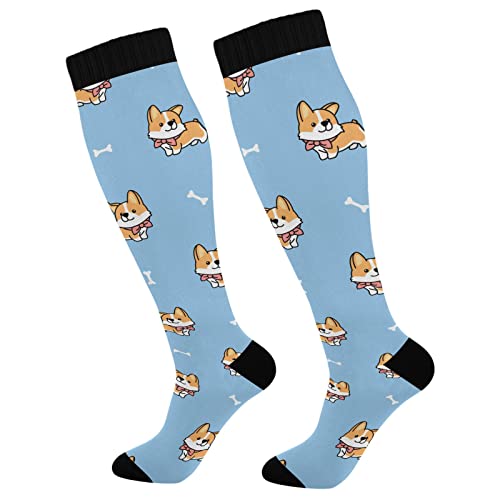 Wusikd Cute Welsh Corgi Compression Socks for Women and Men Circulation Puppy Long Socks for Athletic Running 1