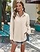 Zeagoo Camp Shirts for Women Cotton Summer Long Sleeve Linen Shirts Casual Muslin Beach Neutral Clothes Khaki