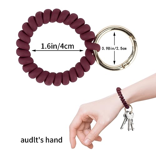 Image of QIUTIMIY 6PCS Wristlet Keychain, Colorful Spiral Coil Hair Tie for Women, Sauna Accessaries Wrist Coil Key Ring Key Holder