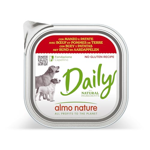 almo nature Daily, Alimento Umido per Cani Adulti con Manzo e Patate - Confezione da 2.7 kg (9 x 300 g)