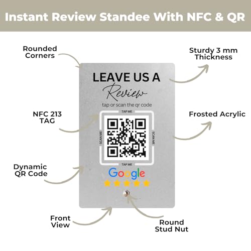 tinydabba Premium Frosted NFC & QR Code Review Standee – 4x6 Inches by tinydabba - 5