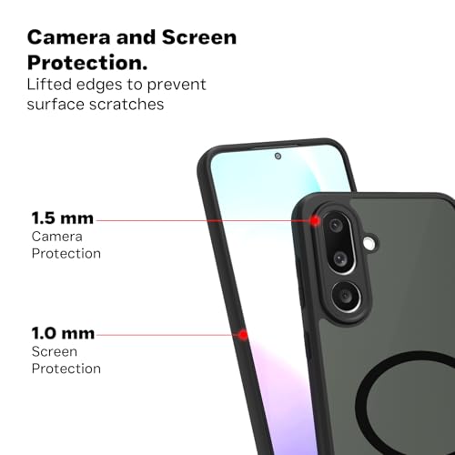Image of RIGGEAR Shockproof Sleek Hybrid Armor Magnetic Back Cover Case Compatible with MagSafe Accessories for Samsung Galaxy M56 5G / F56 5G (Smoke Black Matte PC and Black TPU Bumper)