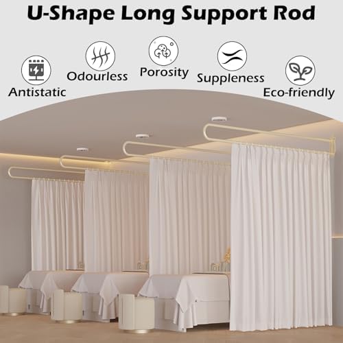 U-S Privacy Curtain Rod for Hospitals, SPAs & Salons | Wall-Mounted Room Divider with Flat Hook | Adjustable & Durable Design
