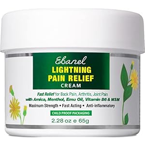 Ebanel Menthol Arnica Gel Pain Relief Cream with Hemp Oil, Emu Oil, MSM, Camphor, Vitamin B6, Boswellia, Bruise Cream Muscle Rub for Arthritis, Strains, Sprains, Joint Pain