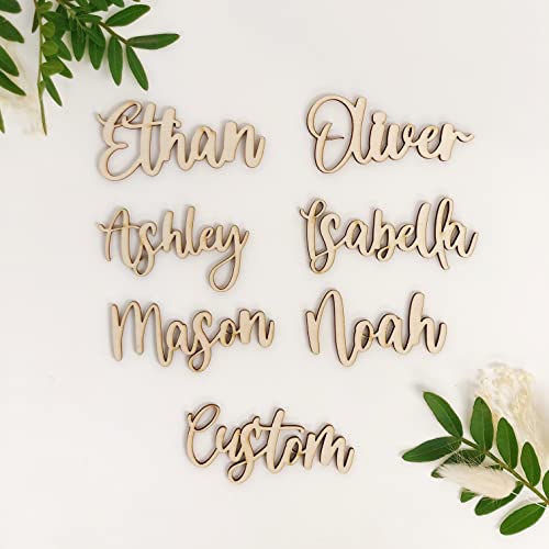 Customized Wooden Name Tags For Place Setting, Personalized Place Cards For Weddings, Bridal Showers And Events, Cursive Laser Cut Seating Cards (Gold) #TOP1