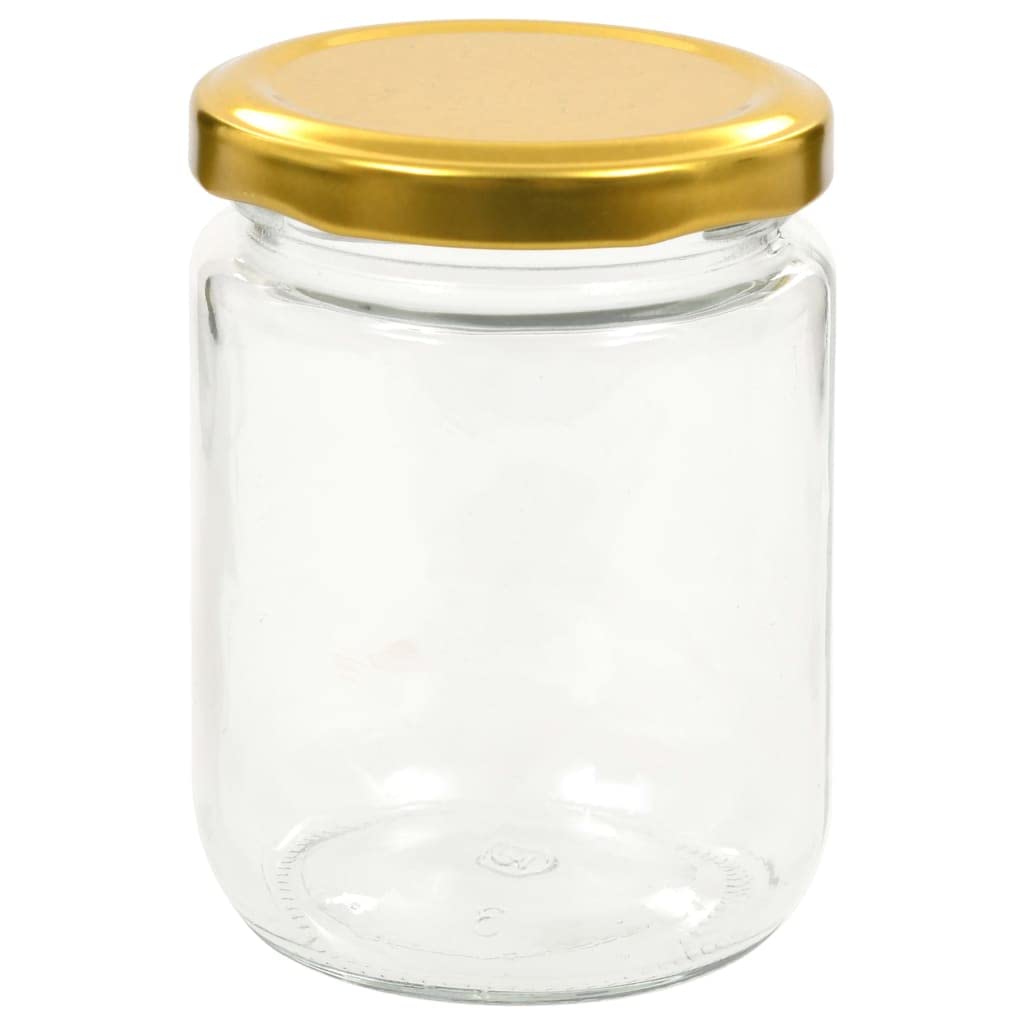 96 Stück Einmachgläser 230 ml mit goldenem Deckel, Gläser Set zum Einkochen, Marmeladengläser für Konfitüre, Saucen, Chutney, Einmachgläser Set für Vorratshaltung