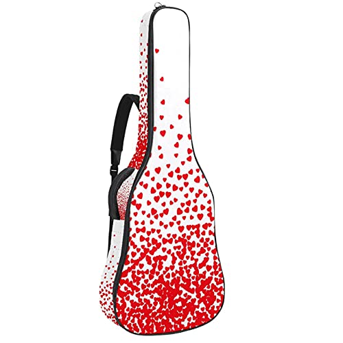 Housse de transport guitare avec motif cœur rouge fermeture éclair robuste