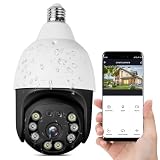 E27 Bulb Security Camera, 355° Pan & 95° Tilt Wireless WiFi Camera for Home Security, Easy Install Like Bulb Replacement, Motion Detection Auto Siren Alarm, Two-Way Audio, Full Color Night Vision