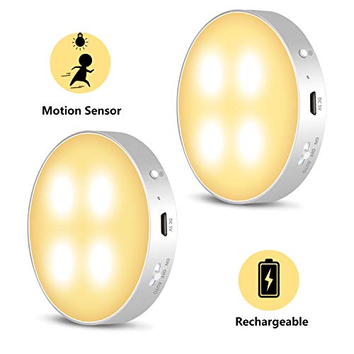 Luz Nocturna LED Recargable Luz de Noche Sensor Movimiento Interior - Daffodil LEC022 - Luces de Armarios LED Lámpara Nocturna para Dormitorio/Escalera/Sótano/Cocina/Garaje/Gabinete/Pasillo