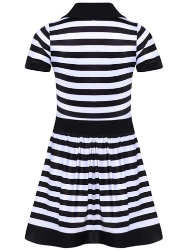 renvena Girls Striped Prisoner Dress Kids Black and White Inmate Jail Criminal Convict Fancy Dress4