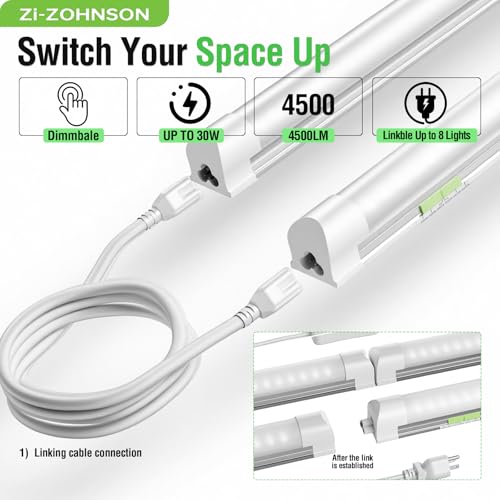 Image of Dimmable LED Shop Lights 4FT,30W 4500LM,6CCT Tunable,Plug-in for Garage | 3000K-6500K Adjustable,Linkable,For Barn,Basement,Workshop,6-Pack