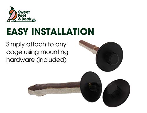 Sweet Feet and Beak Superoost Manzanita Pumice Pedicure Perch - Patented Bird Perch Keeps Nails and Beak in Top Condition - Imitates Birds' Life in The Wild - Non-Toxic, Easy Installation - X-Small